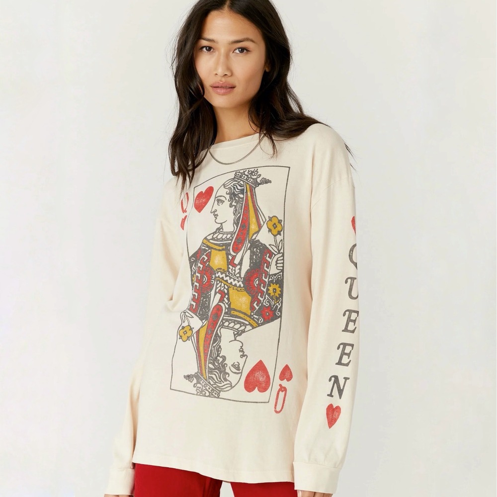 Daydreamer x Free People | Queen of Hearts Long Sleeve Graphic Tee Size XS